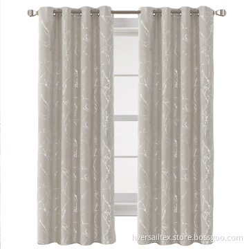 Foil Printed Twig Tree Branch Pattern Curtain Drapes
